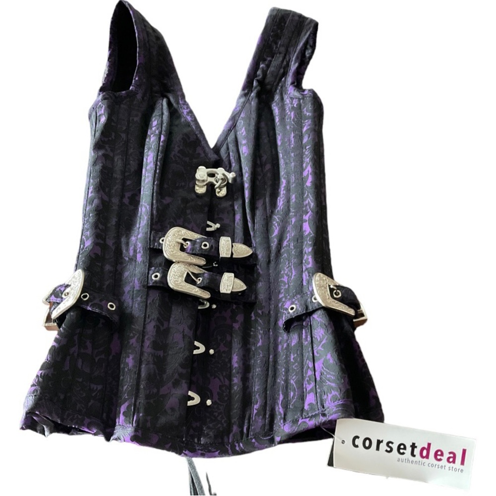 Corset Overbust Black/purple brocade
